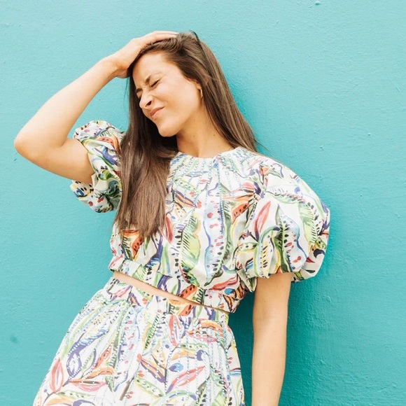 NWT Queen of Sparkles Tropical Jeweled Crop top and skort set M - Picture 3 of 6